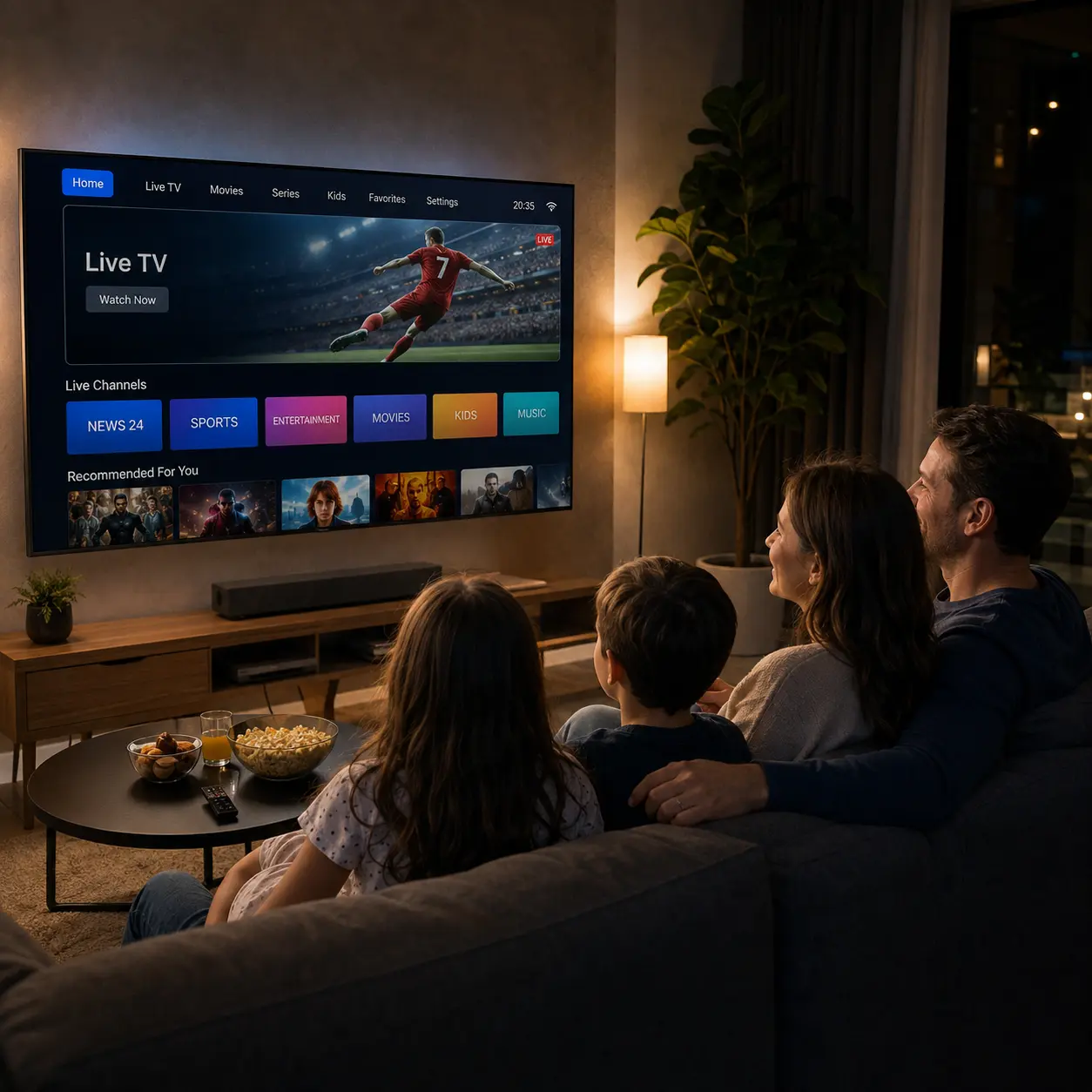 IPTV EPG ja Live TV -näkymä Smart TV:llä suomalaisessa kodissa